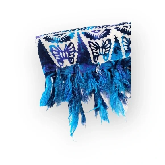 Butterfly Tie Dye Pareo Sarong Large Scarf 🝮 Many Ways to Wear 🝮 Purple Teal - Picture 9 of 16